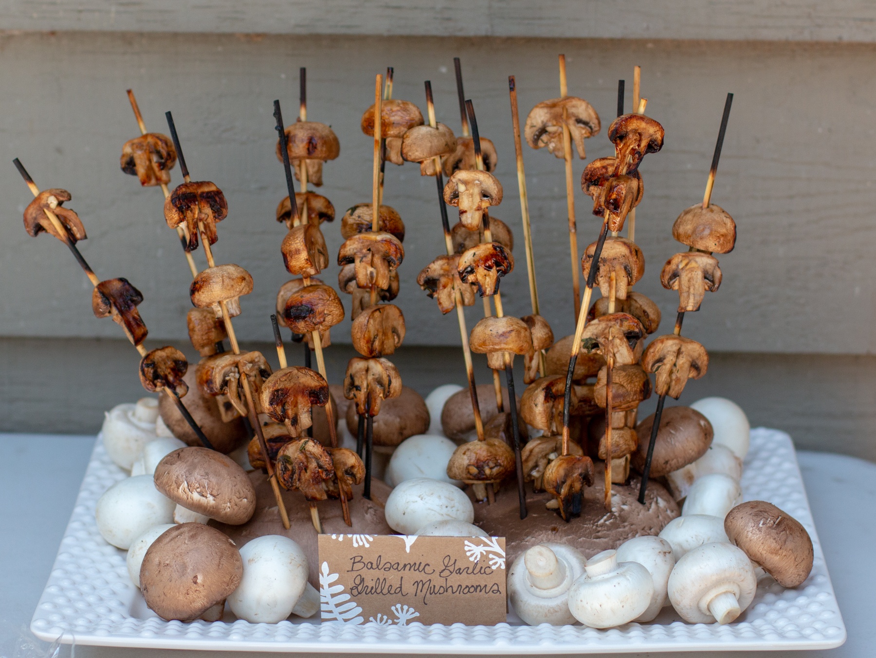 Balsamic Garlic Marinated Mushroom Skewers